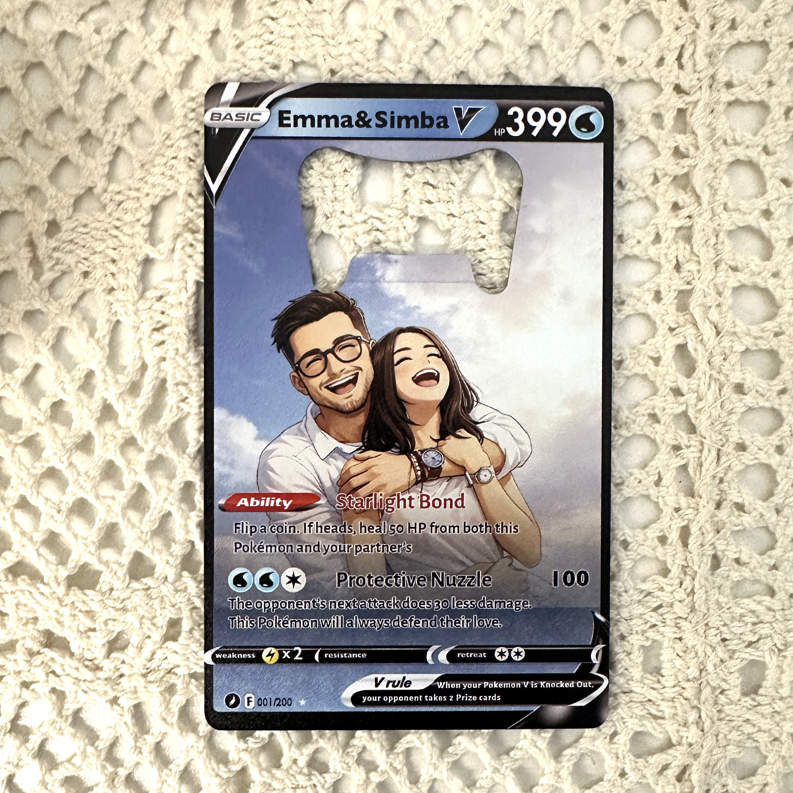 Custom Anime Couples Pokecard Bottle Opener  TCG V Card