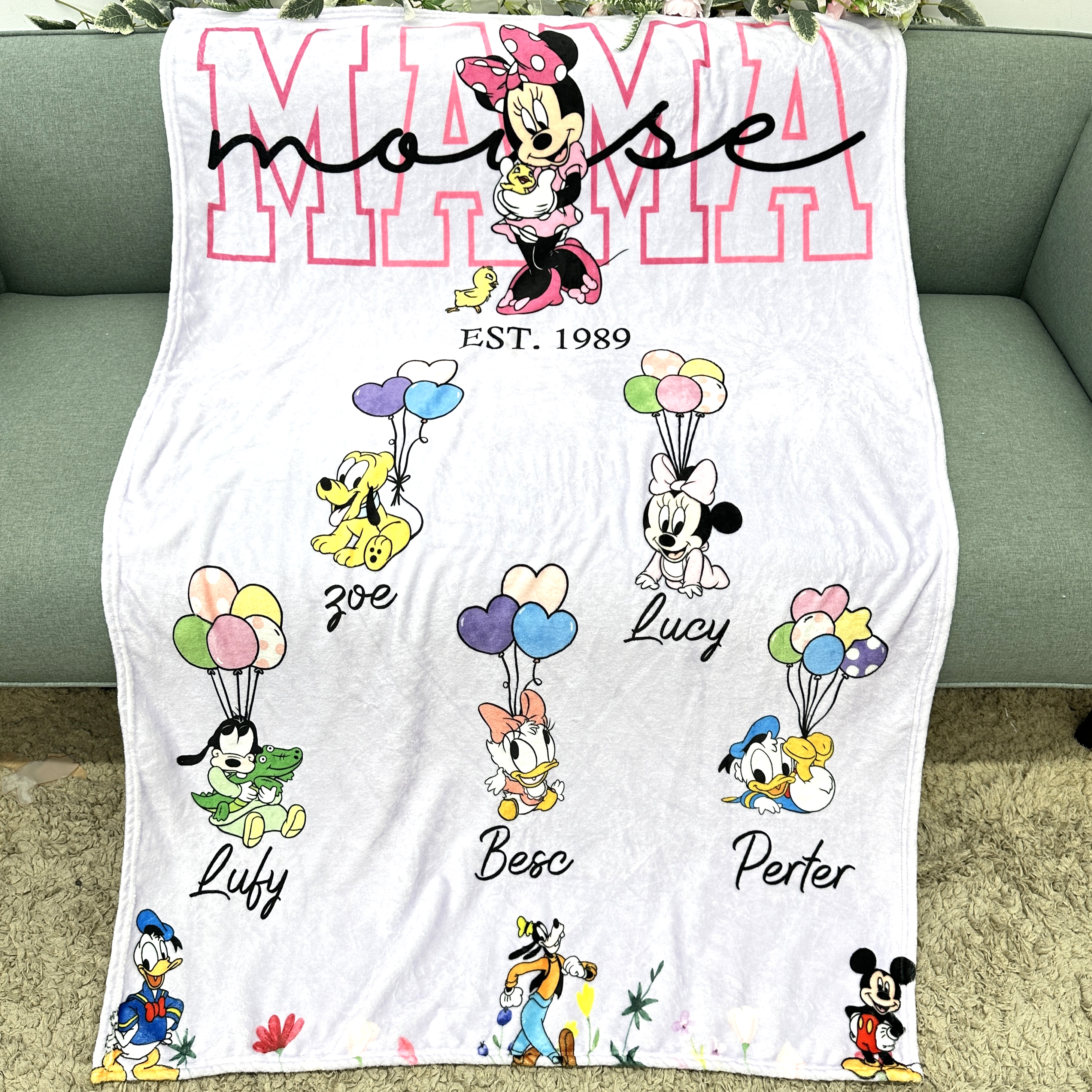 Custom MAMA Mouse Blanket With Kids Names