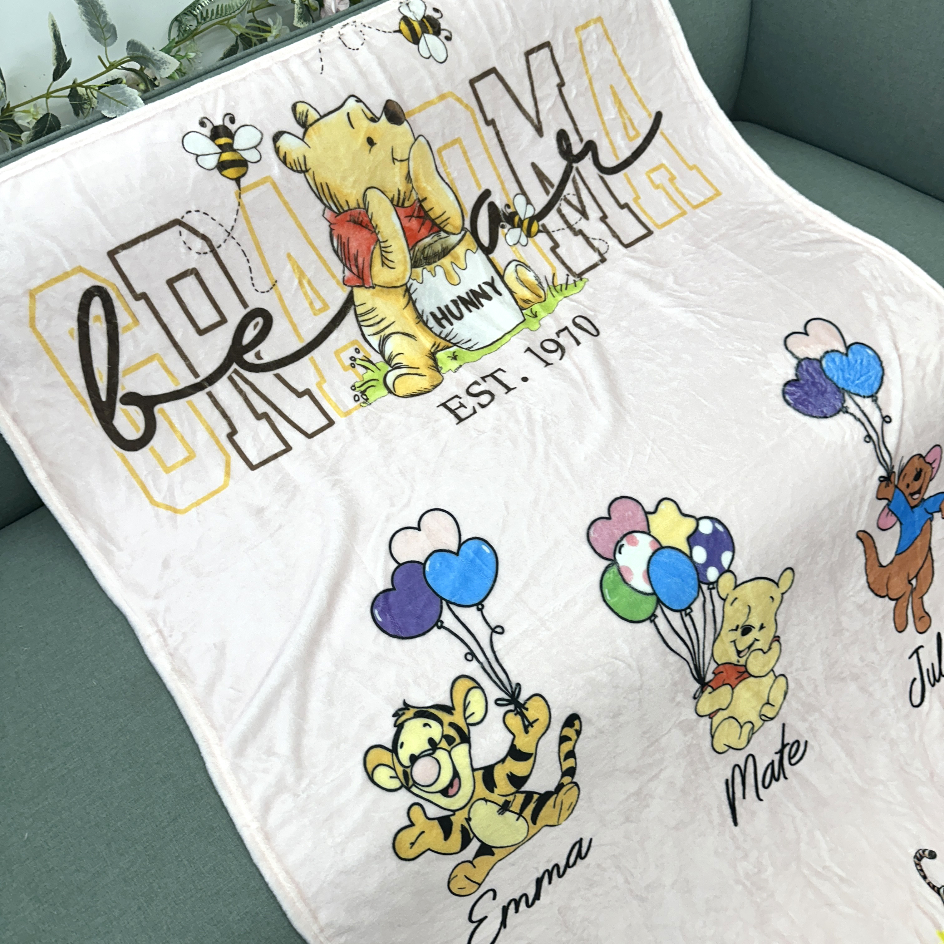 Custom MAMA Bear Blanket With Kids Names