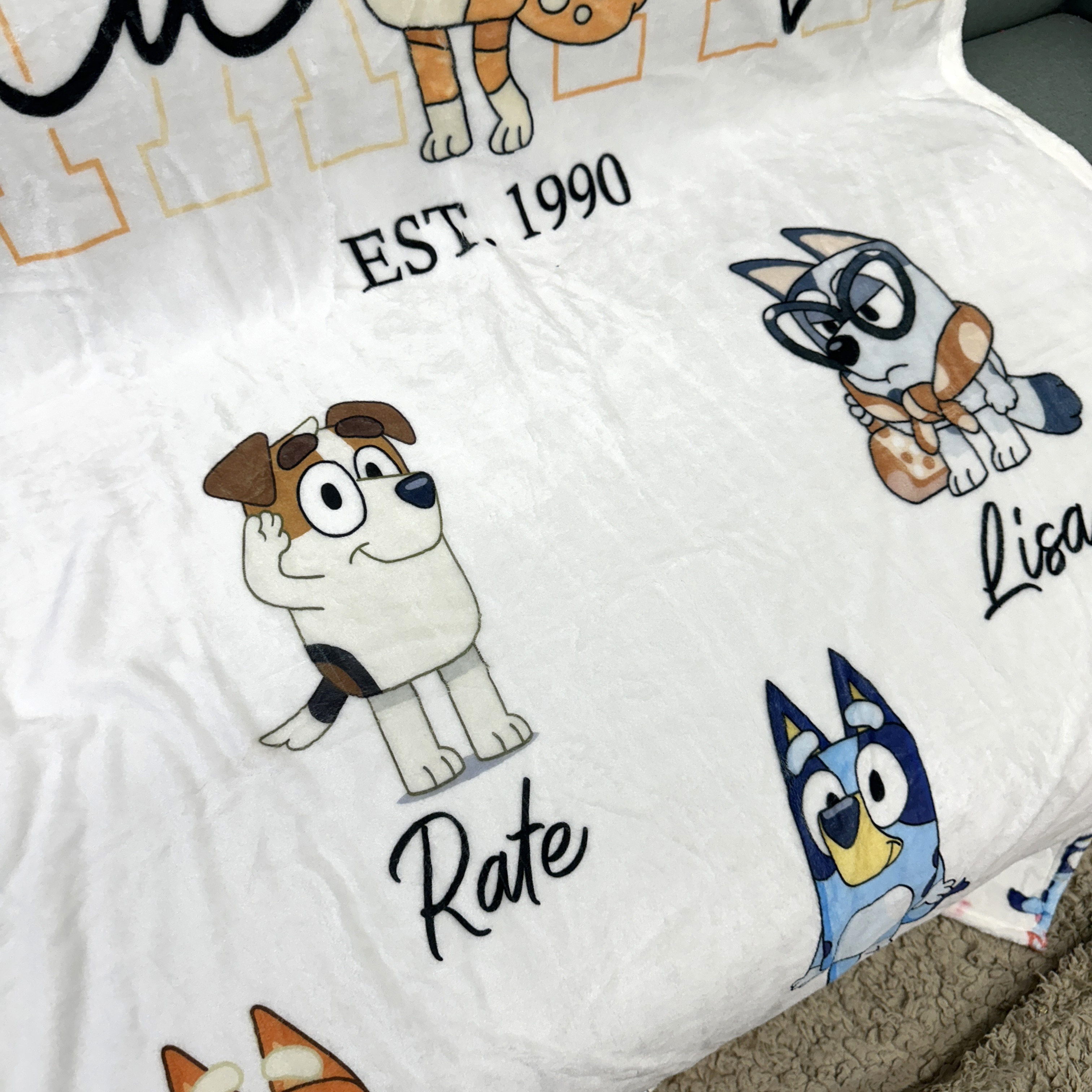 Custom MAMA Bluey Blanket With Kids Names