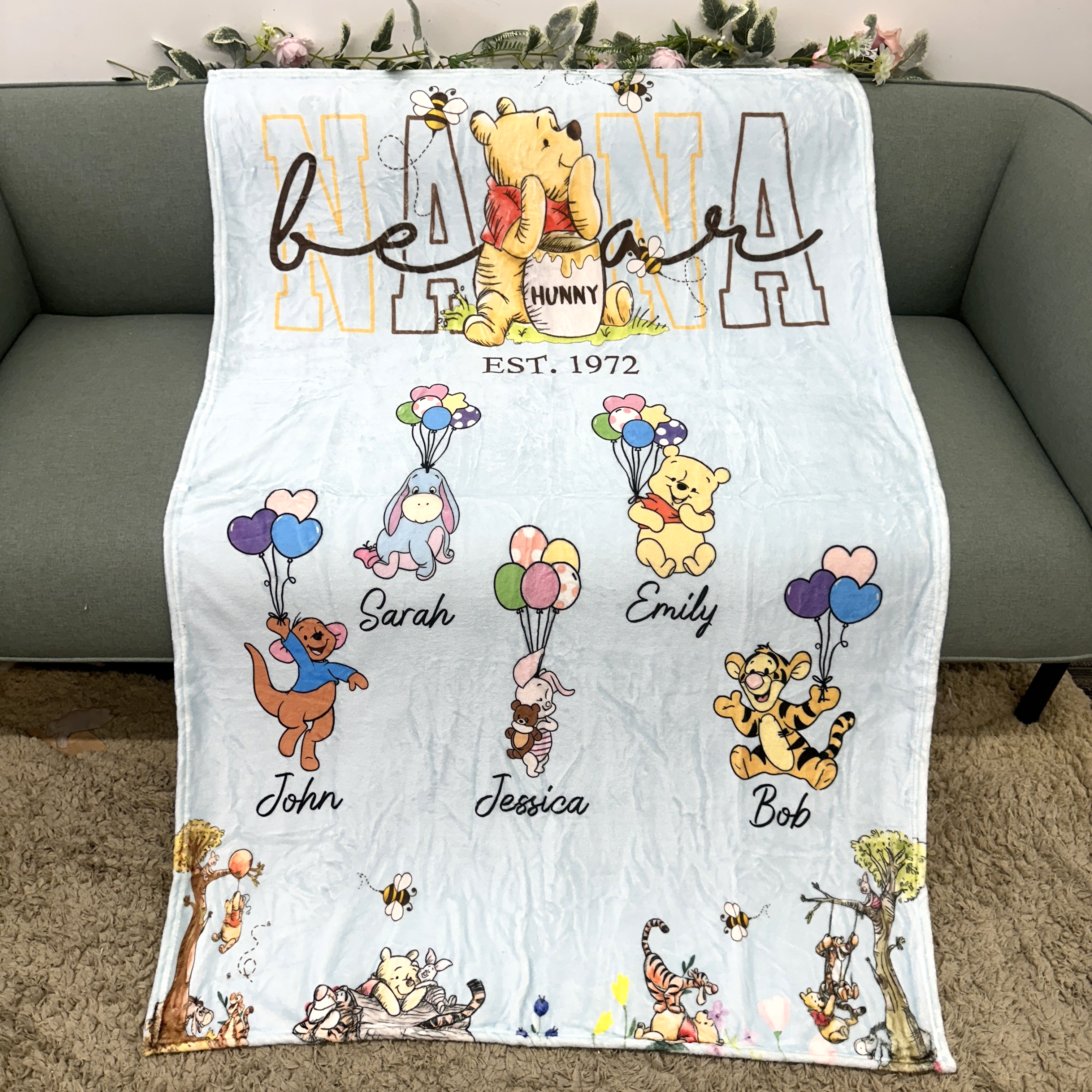 Custom MAMA Bear Blanket With Kids Names