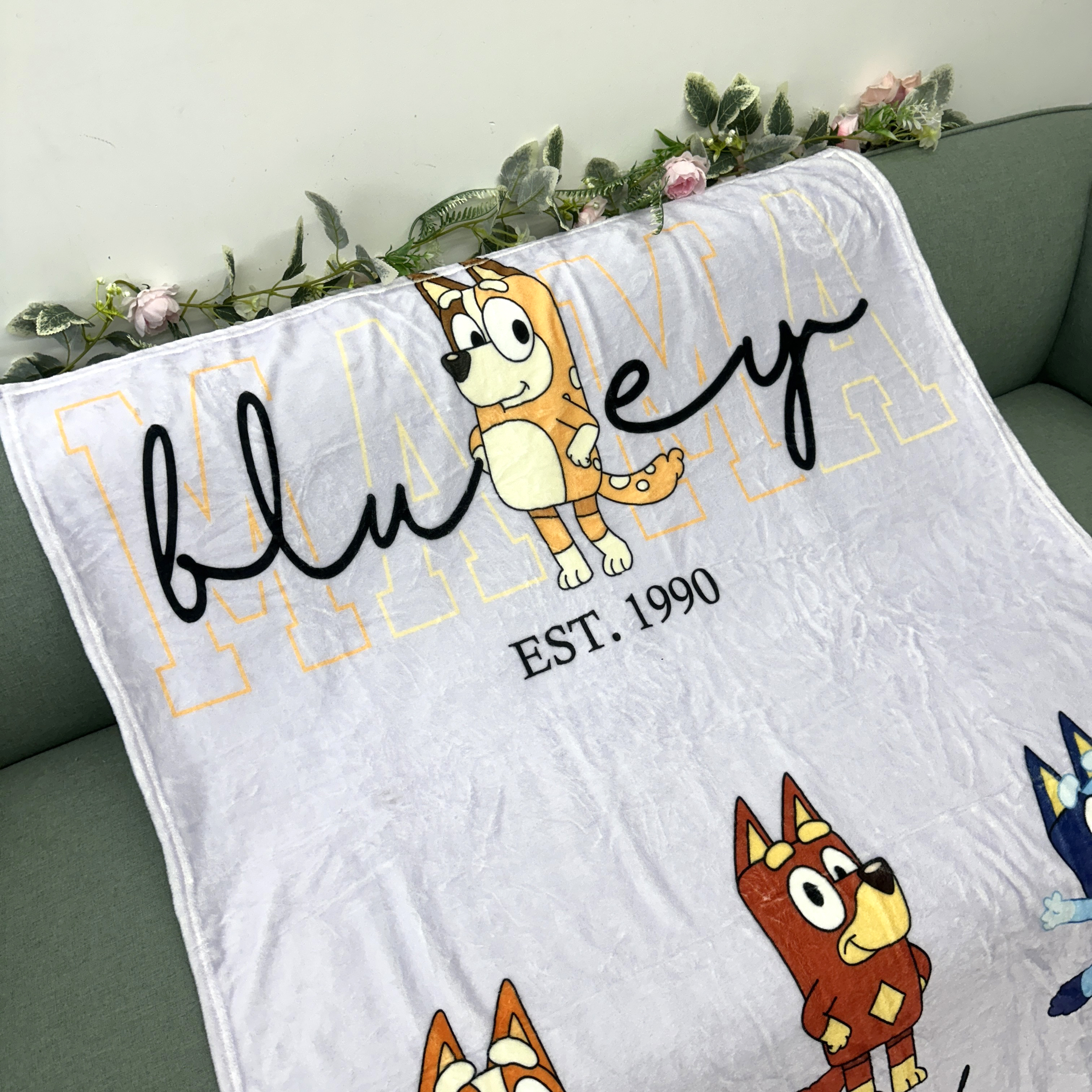 Custom MAMA Bluey Blanket With Kids Names