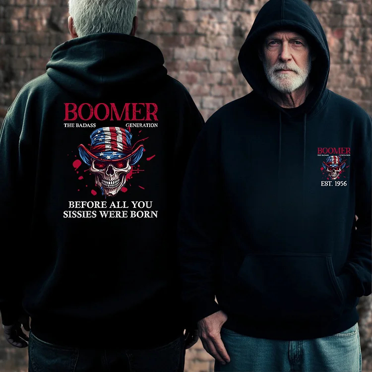 50%off⭐️American Skull Cliparts T-shirt, BOOMER The Badass Generation T-shirt, Unisex Hoodie, Custom Year Of Birth Sweatshirt, Before All You Sissies Were Born T shirt