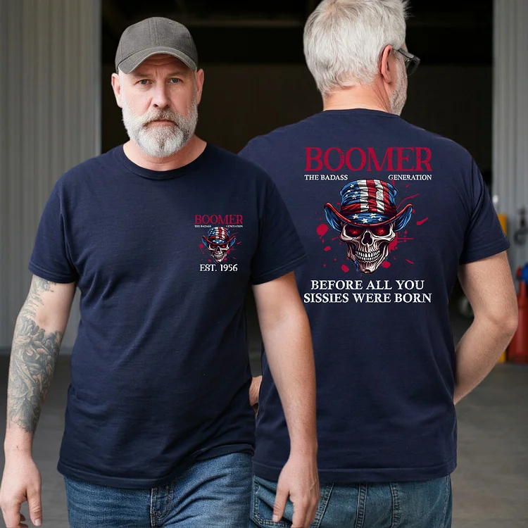 50%off⭐️American Skull Cliparts T-shirt, BOOMER The Badass Generation T-shirt, Unisex Hoodie, Custom Year Of Birth Sweatshirt, Before All You Sissies Were Born T shirt