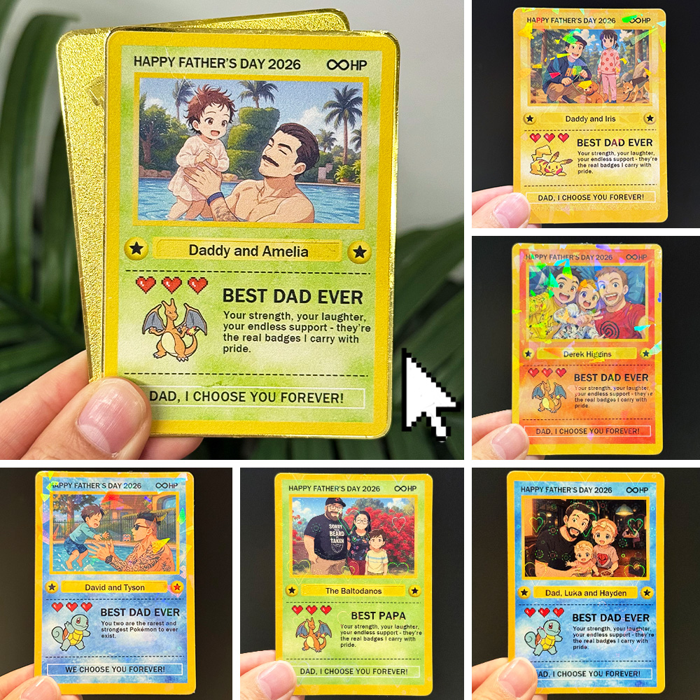 Custom Anime Photo "Best Dad Ever" Trading Card