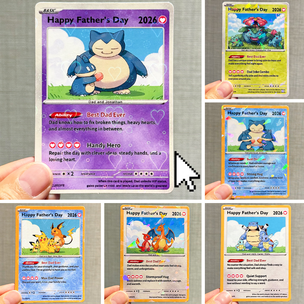 Custom "Best Dad Ever" Trading Card Pokecard  with Character