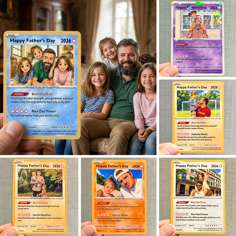Custom Photo Anime "Best Dad Ever" Trading Card Pokecard