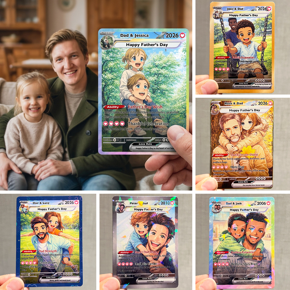 Custom Father's Day Dad Anime Limited Edition Poke Cards