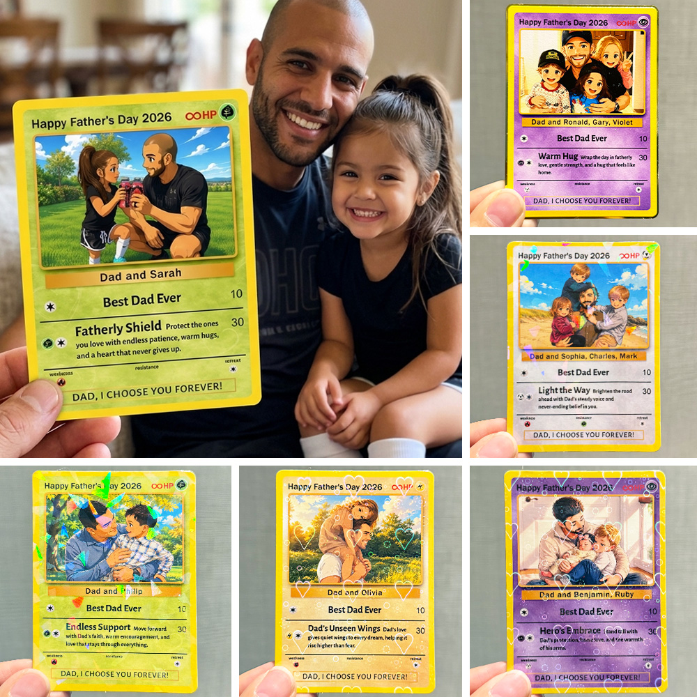 Custom Anime Photo "Best Dad Ever" Trading Card Pokecard