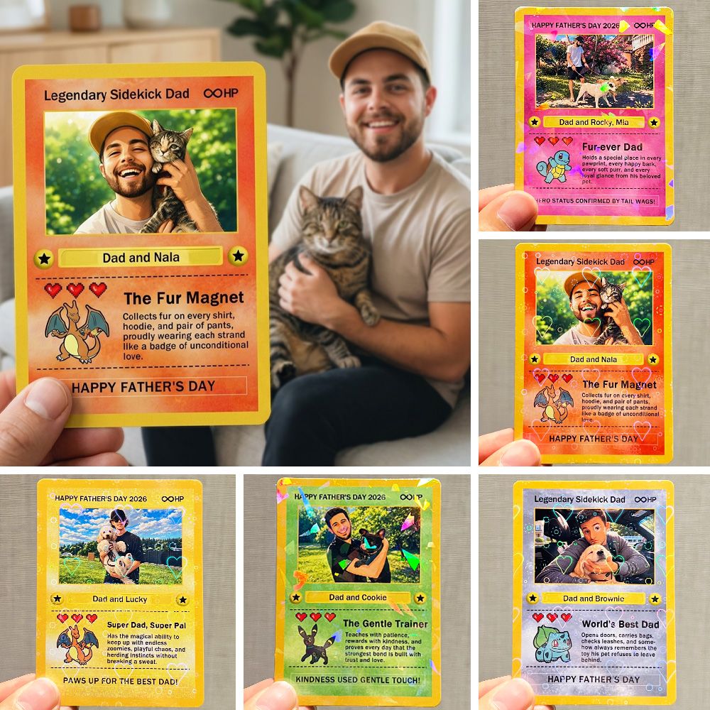 50%OFF 🐶 Custom Anime Photo Dad & Pet Base Set Card Pokecard