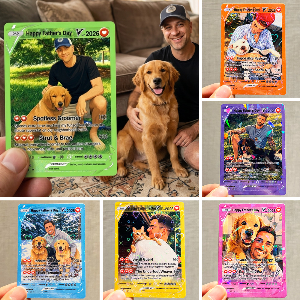 50%OFF 🐶 Custom V Pokecard Dad & Pet Photo Anime Card For Pokedad
