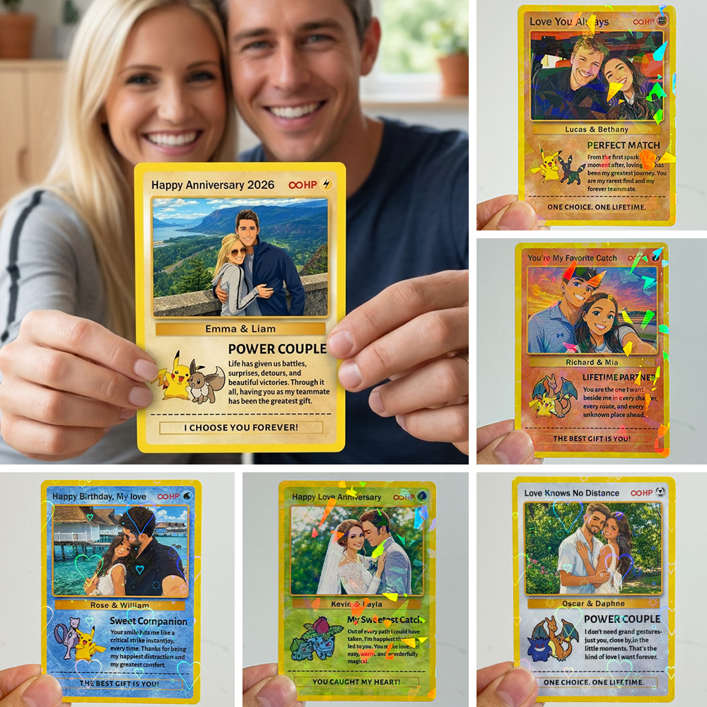Custom Anime Couple Photo & Sprite Base Set Card Pokecard