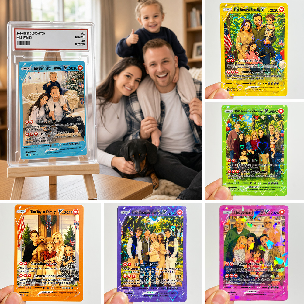Custom 250th Anniversary V Pokecard Family Photo Anime Card