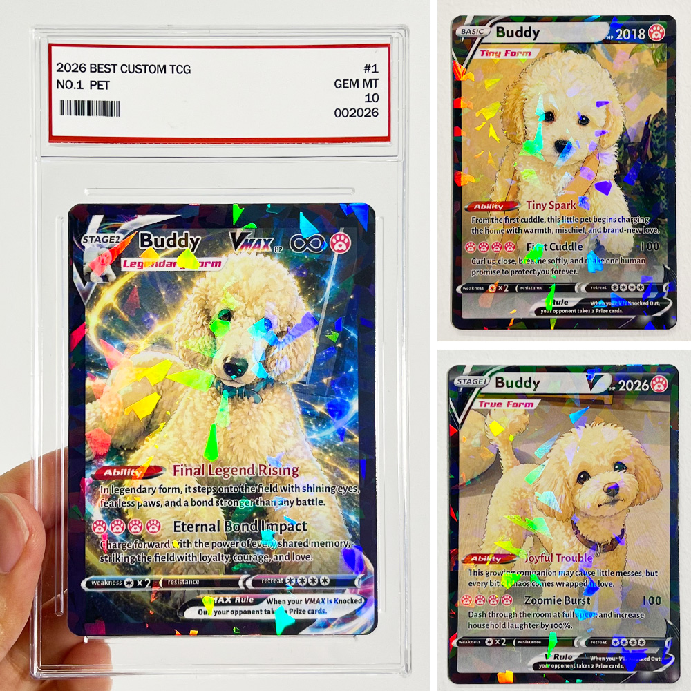 50%OFF🐶Custom Pet Photo Evolution Cards Basic Stage 1 Stage 2 Pokecard