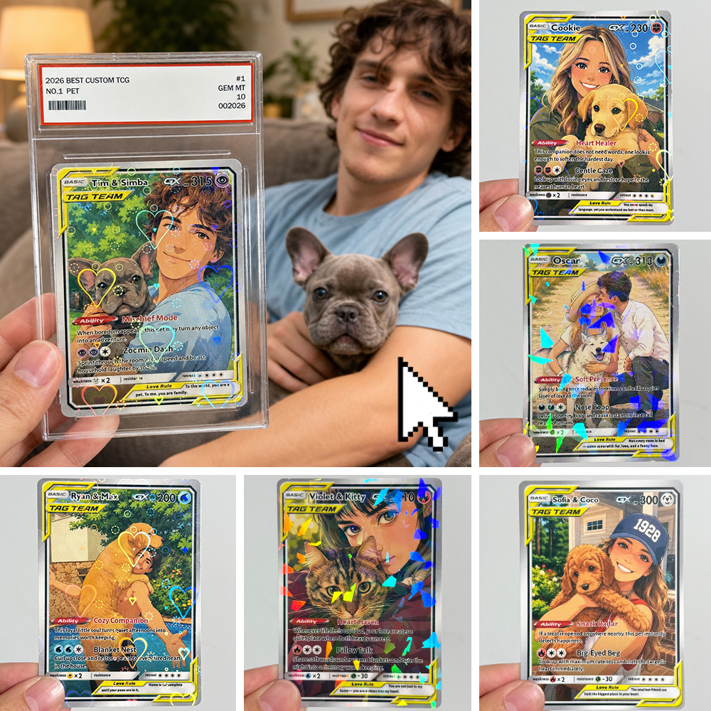 50% OFF🐶Custom Pet Photo Anime Art GX TAG TEAM Card Pokecard