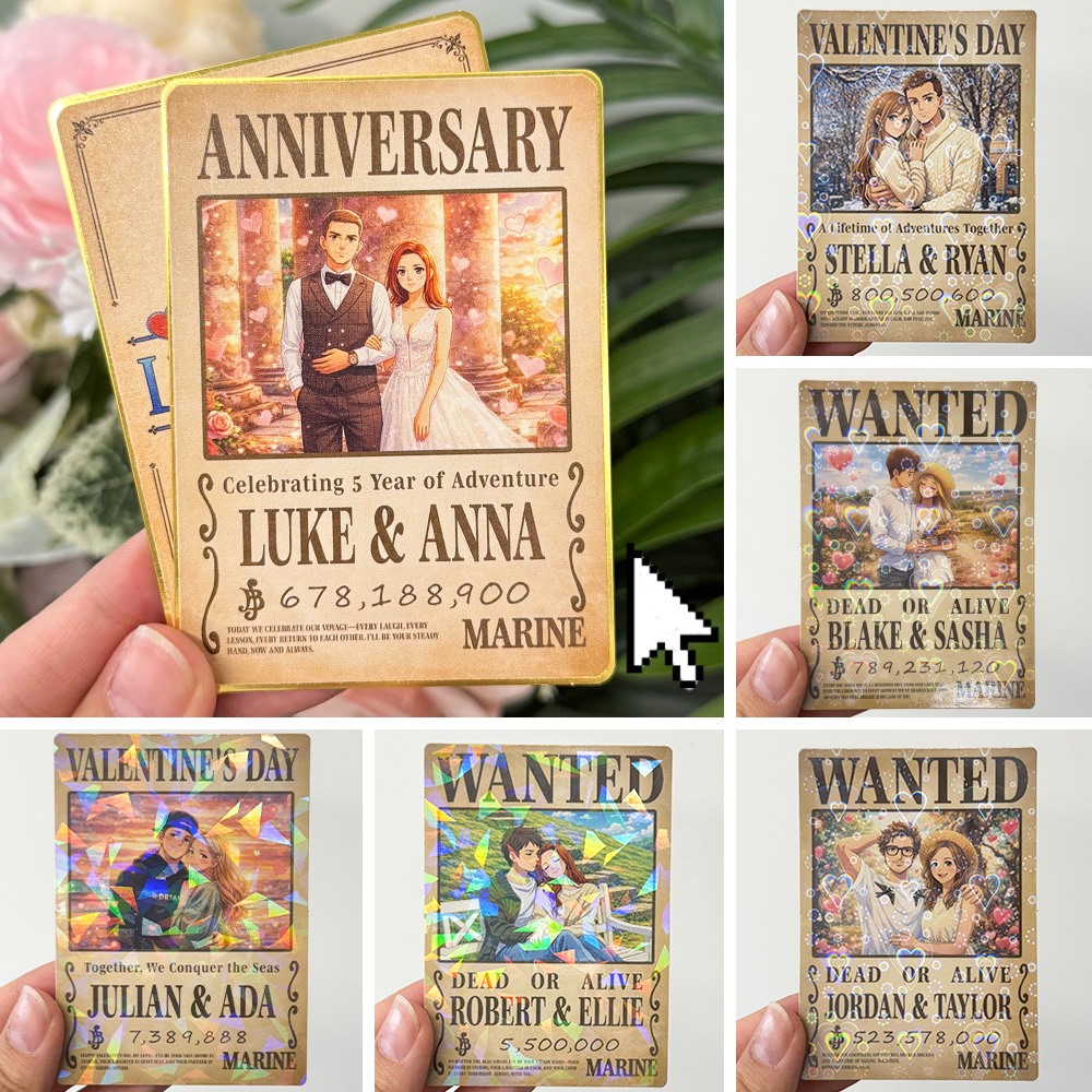 Custom Wanted Anime Card For Couples