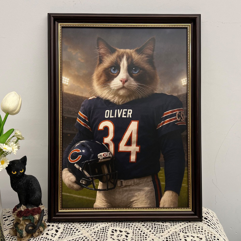 🏈Custom Pet Portrait American Football Wall Art American Football