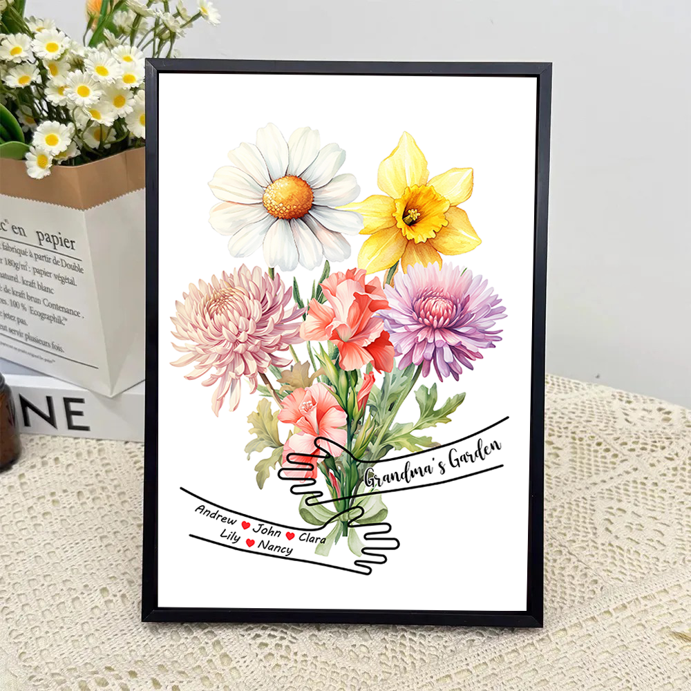 Custom Birth Month Flower Bouquet Frame