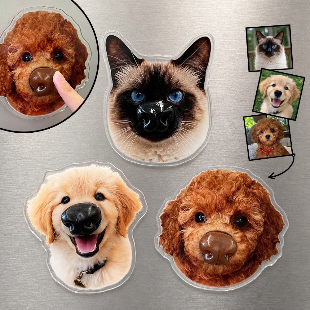 Custom Photo Funny Dog Cat Pet Nose - Custom Squishy Acrylic Fridge Magnet