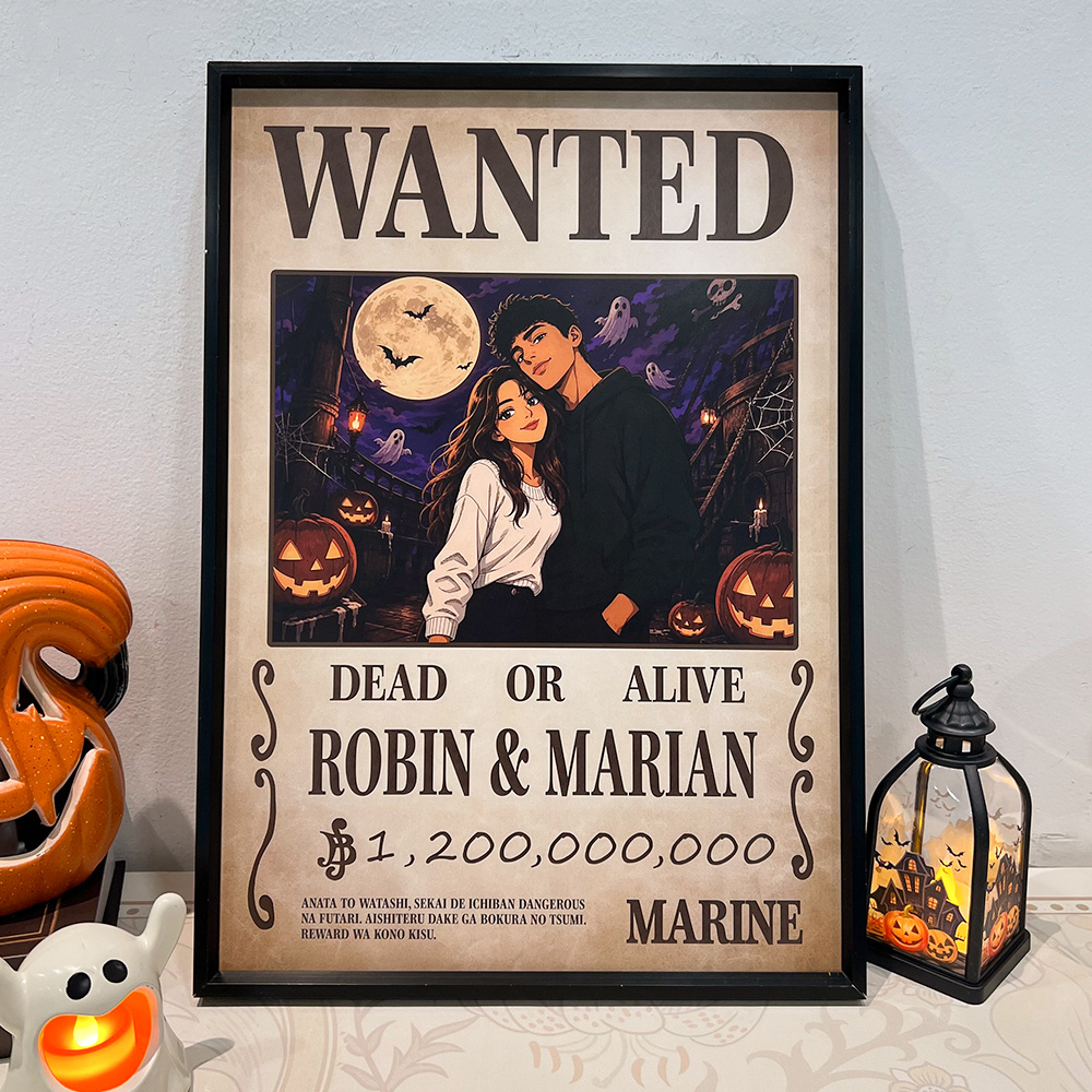 50%OFF⚓Custom Anime Wanted Couple Portrait, Pirate Theme Frame Gift