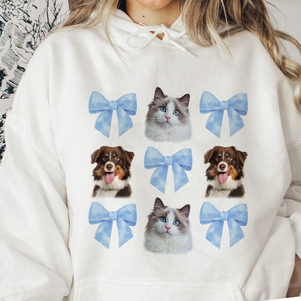 50%off⭐️Custom Pet Portrait With Bows Hoodie/Sweatshirt
