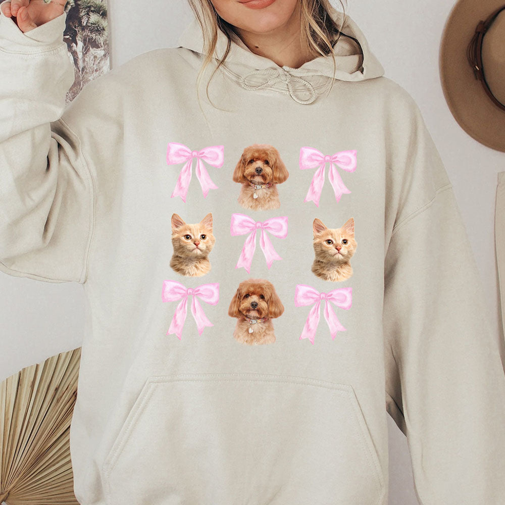50%off⭐️Custom Pet Portrait With Bows Hoodie/Sweatshirt