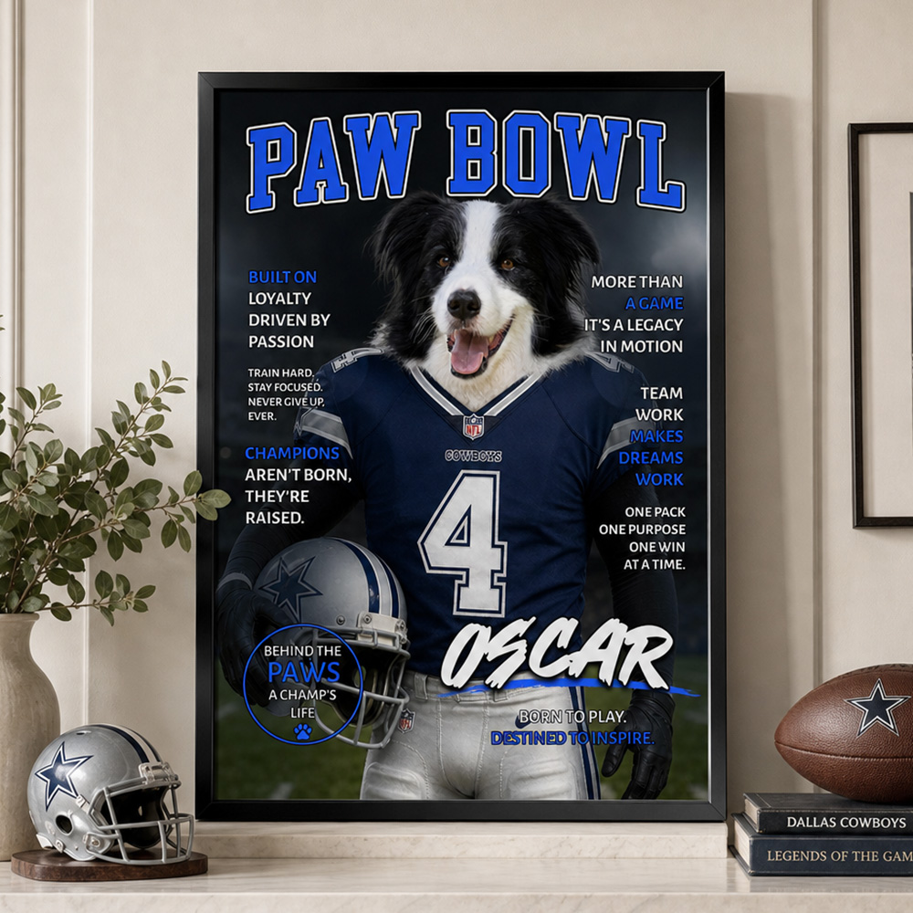50%OFF🏈Custom PAW BOWL Pet Portrait American Football Frame