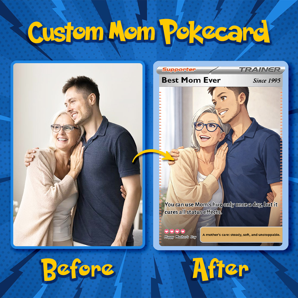 50% OFF🌷Personalized Mom Anime Supporter Trainer Card Pokecard, Mother's Day