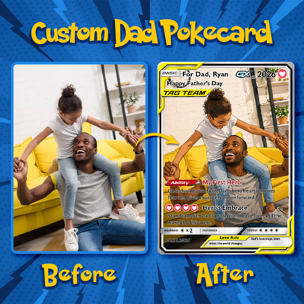 50% OFF💙Personalized Dad Anime Poke Card V/VMAX/GX/EX, Father's Day Gift