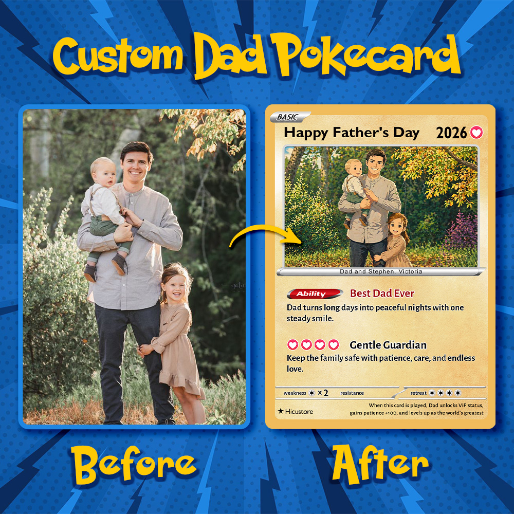 Custom Photo Anime "Best Dad Ever" Trading Card Pokecard
