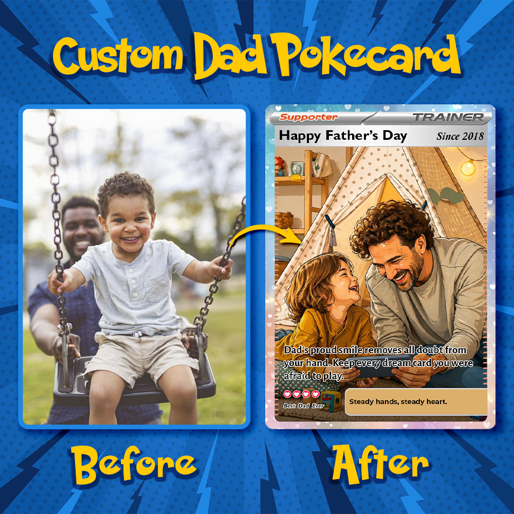 Custom Father's Day Dad Anime Limited Edition Poke Cards