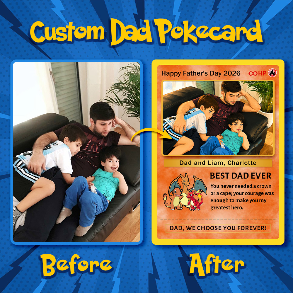 Custom Anime Photo & Sprite "Best Dad Ever" Base Set Card Pokecard