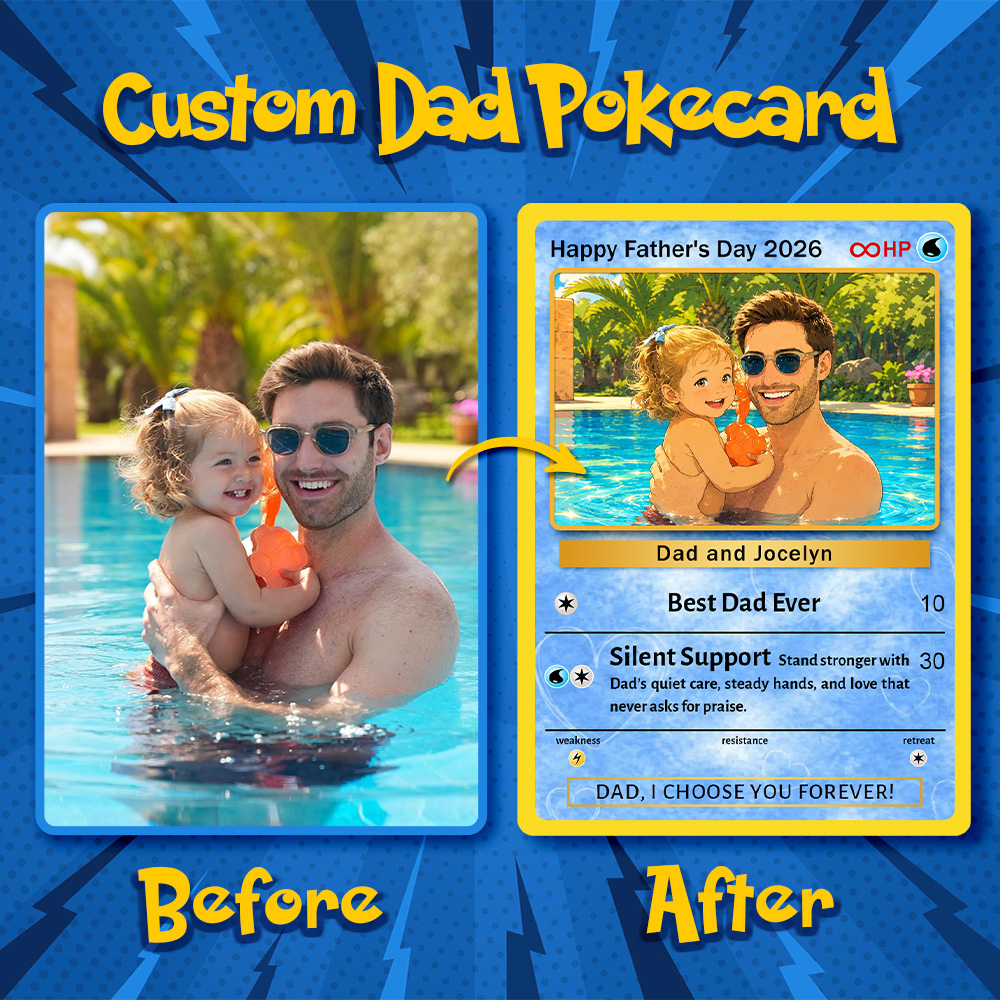 Custom Anime Photo "Best Dad Ever" Trading Card Pokecard
