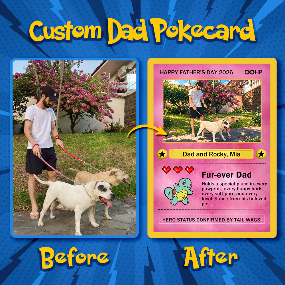50%OFF 🐶 Custom Anime Photo Dad & Pet Base Set Card Pokecard