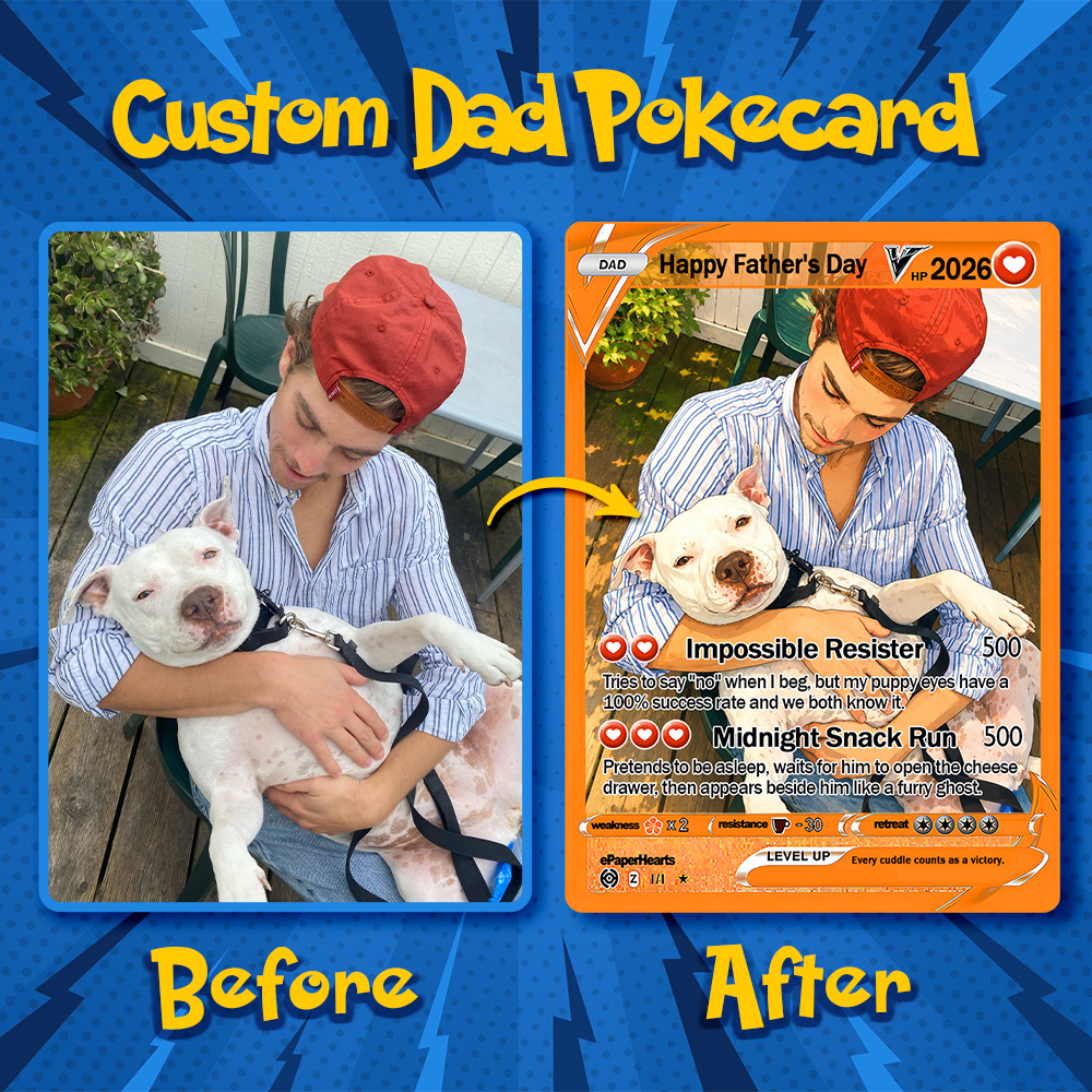 50%OFF 🐶 Custom V Pokecard Dad & Pet Photo Anime Card For Pokedad
