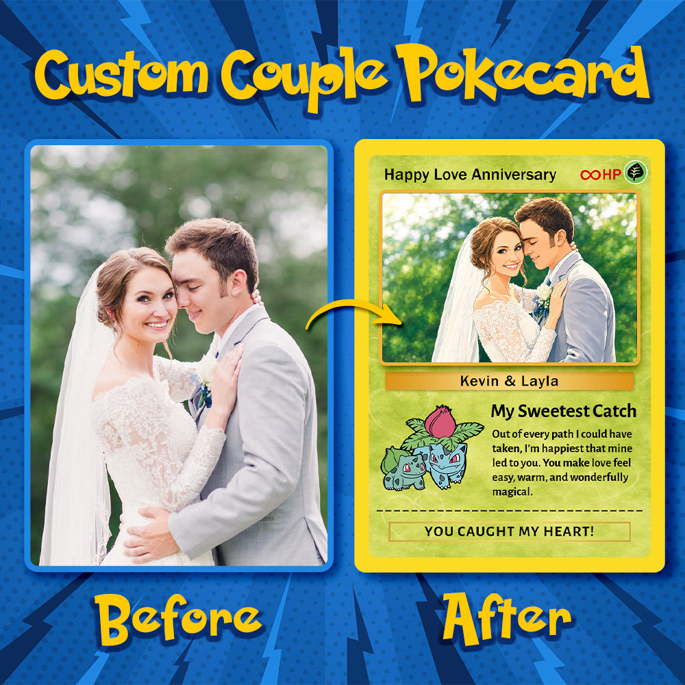 Custom Anime Couple Photo & Sprite Base Set Card Pokecard