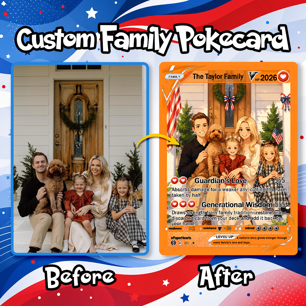 Custom 250th Anniversary V Pokecard Family Photo Anime Card