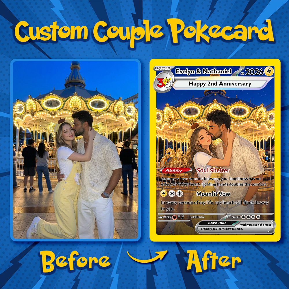 Custom 30 Years Anime Couple Photo Limited Edition Basic Card Pokecard