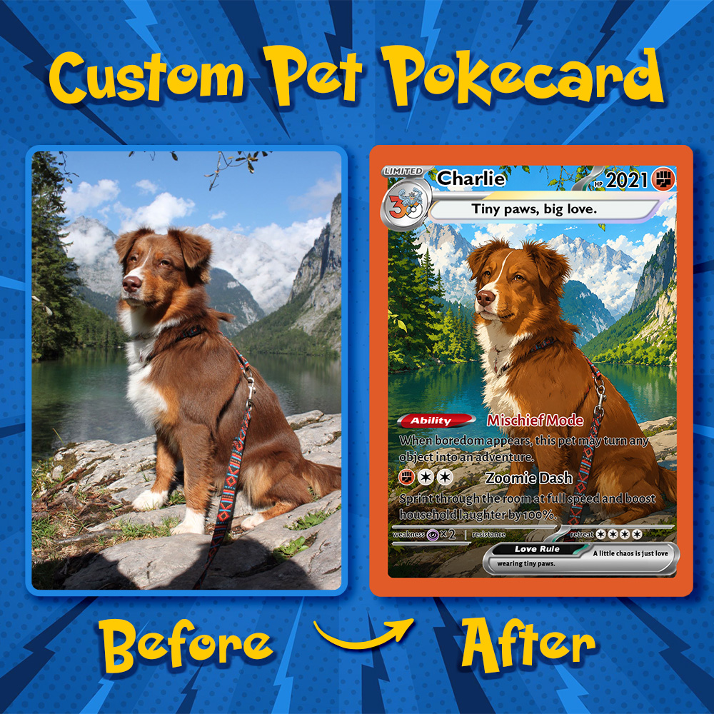 50%OFF🐶Custom 30 Years Anime Pet Photo Limited Edition Basic Card Pokecard