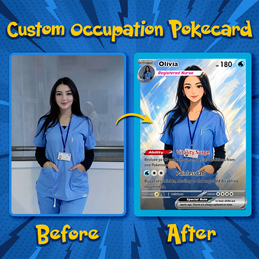 Custom Occupation Anime Photo Basic Card, Custom Career Trading Pokecard