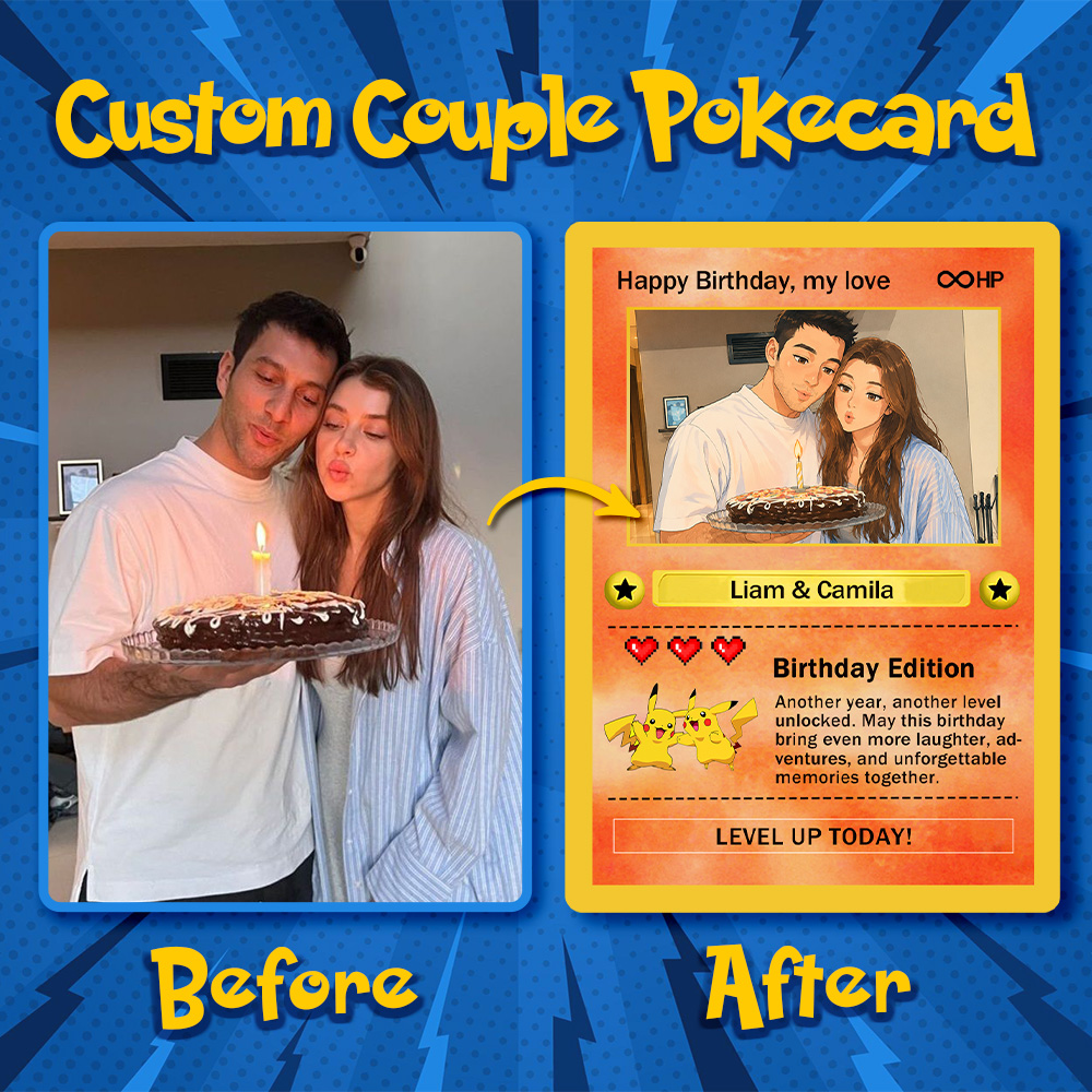 50%OFF❤️Custom Anime Couple Photo & Sprite Base Set Card Pokecard Gift