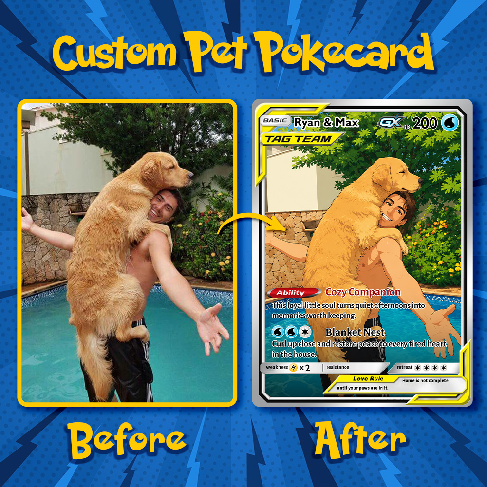 50% OFF🐶Custom Pet Photo Anime Art GX TAG TEAM Card Pokecard
