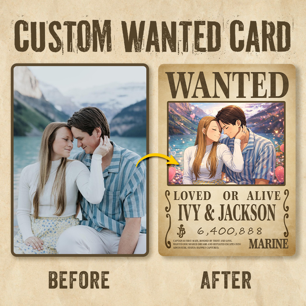 Custom Wanted Anime Card For Couples