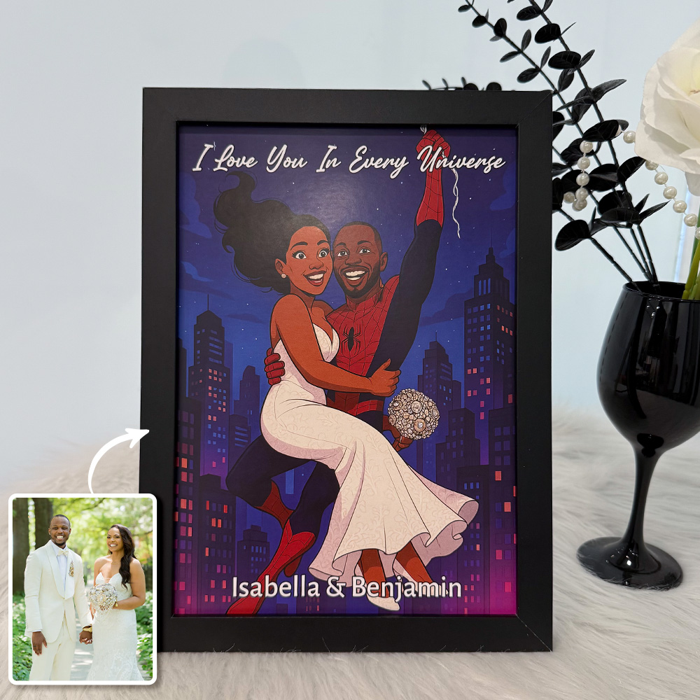 Custom Spider-Man Couple Portrait Wall Art, Superhero Couple Portrait🕸️