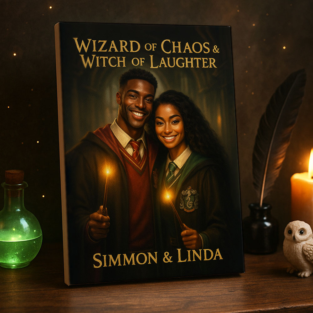 Custom Couple Harry Potter Portrait Wall Art🦇🪄