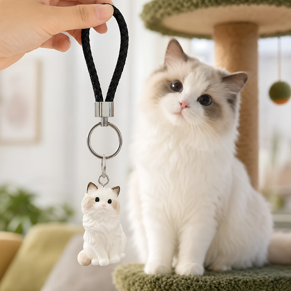 Personalized Creative Pet Photo to 3D Mini Doll Figure Resin Keychain Bag Tag