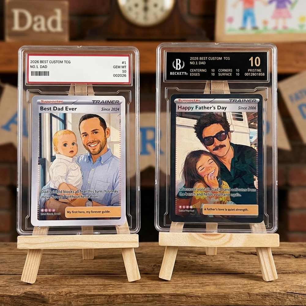 50% OFF🖤Personalized Dad Anime Supporter Trainer Card Pokecard, Father's Day