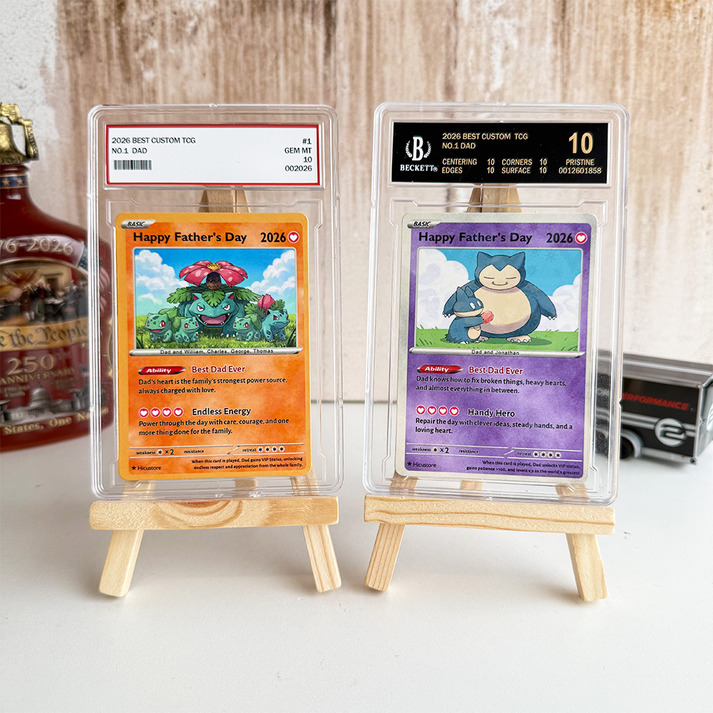 Custom "Best Dad Ever" Trading Card Pokecard  with Character