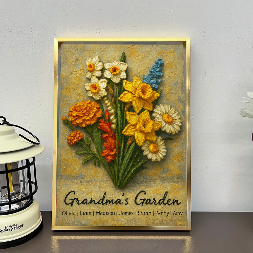 Custom Mom's Garden Birth Flower Frame With Kid's Name