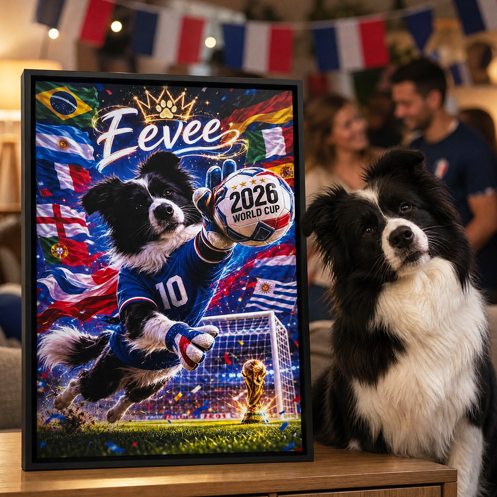 Custom Pet Portrait 2026 World Cup Frame With Pet Name